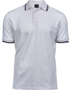 TJ1407 Tee Jays Mens Luxury Stripe Stretch Polo - White/Navy - TJ1407