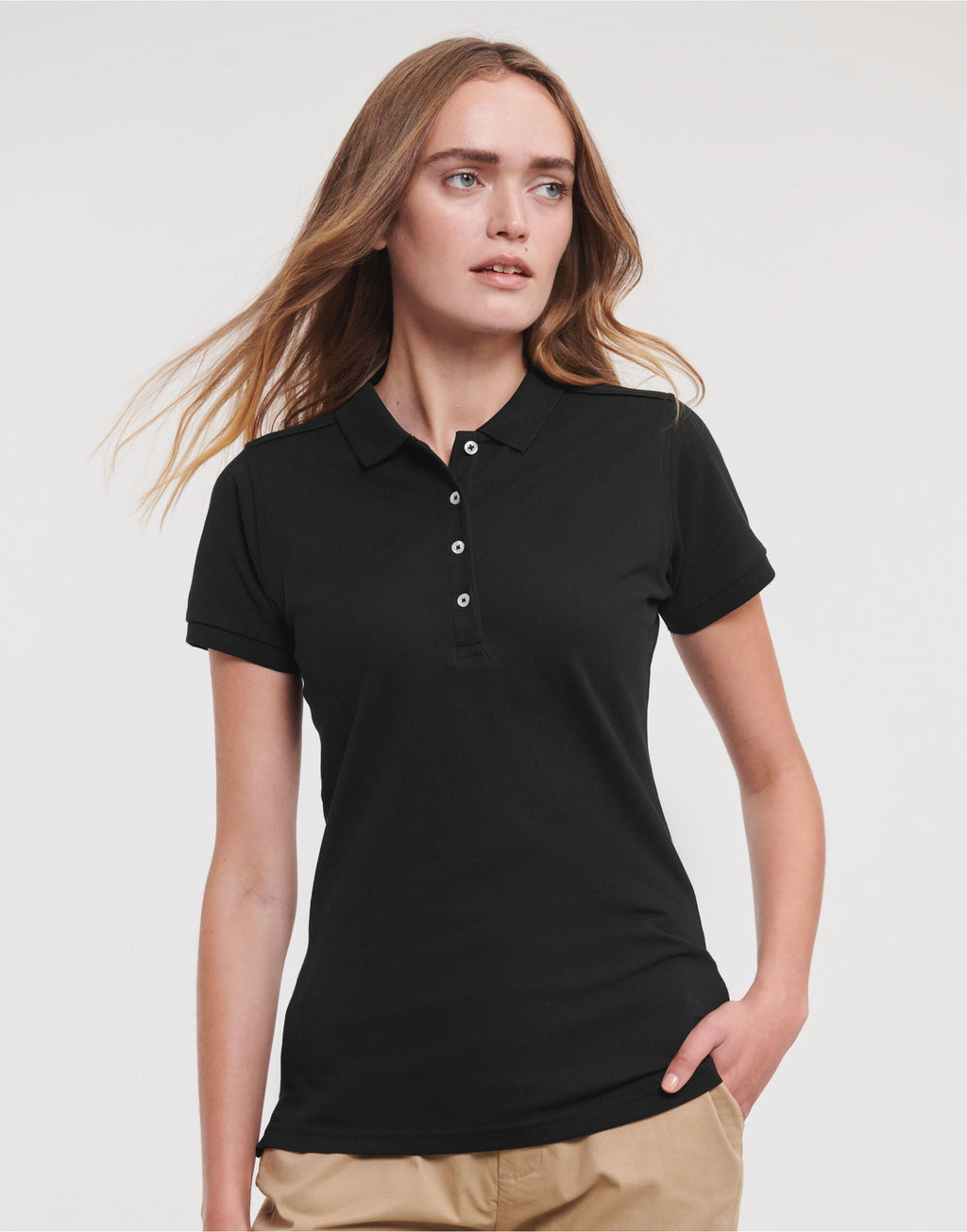 566F Russell Ladies Fitted Stretch Polo