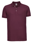 566M Russell Mens Fitted Stretch Polo - Burgundy - 566M