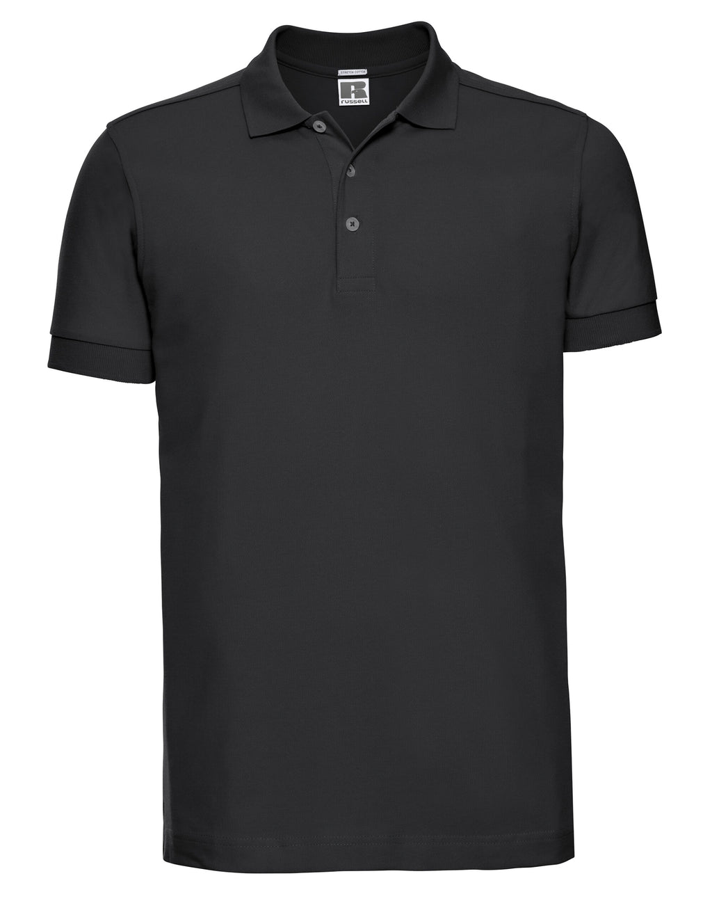 566M Russell Mens Fitted Stretch Polo - Black - 566M