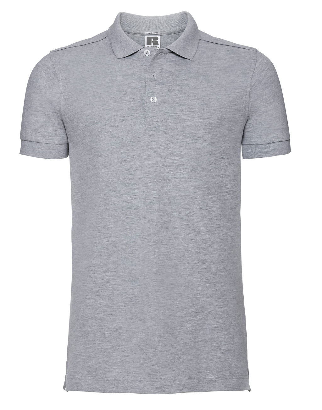 566M Russell Mens Fitted Stretch Polo - Light Oxford - 566M