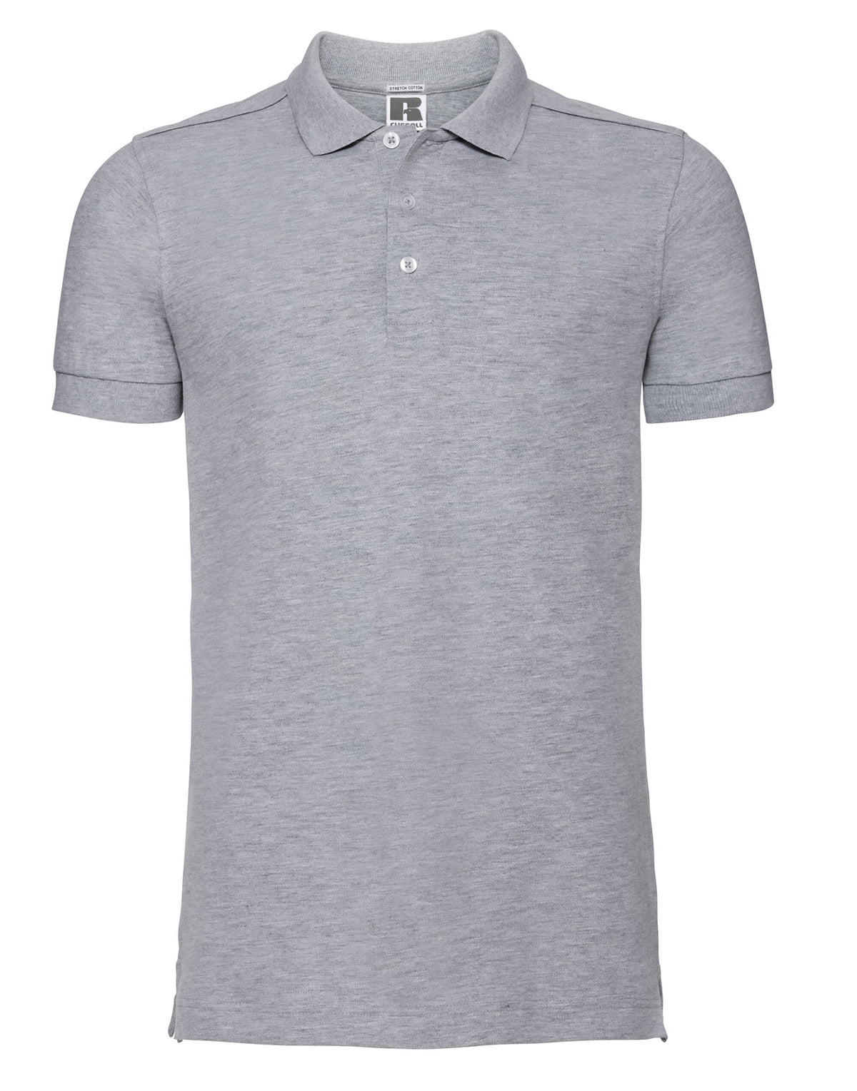 566M Russell Mens Fitted Stretch Polo - Light Oxford - 566M