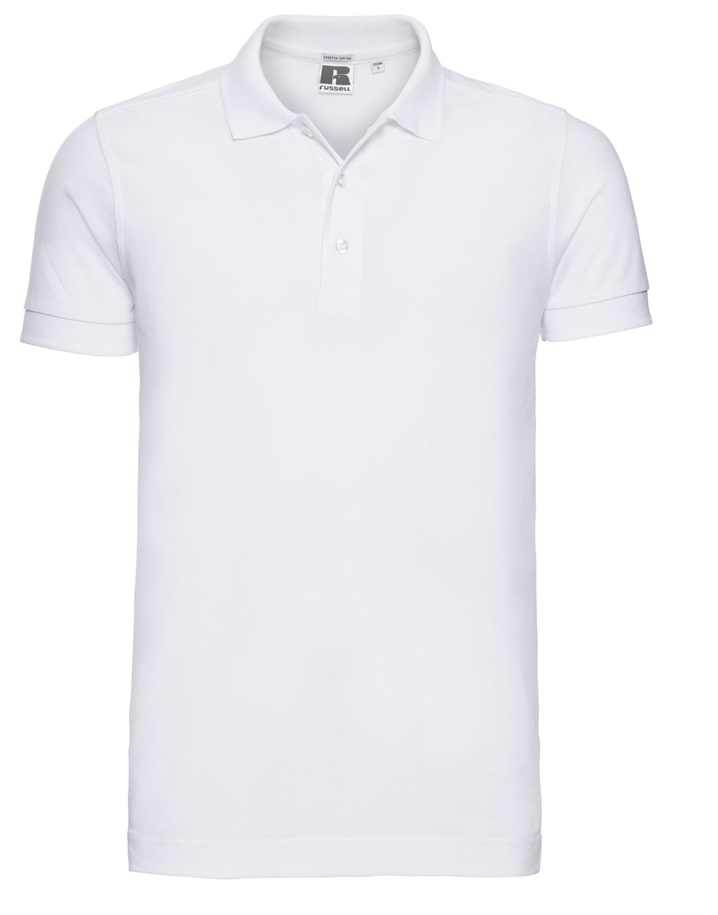 566M Russell Mens Fitted Stretch Polo - White - 566M