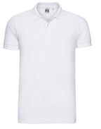 566M Russell Mens Fitted Stretch Polo - White - 566M