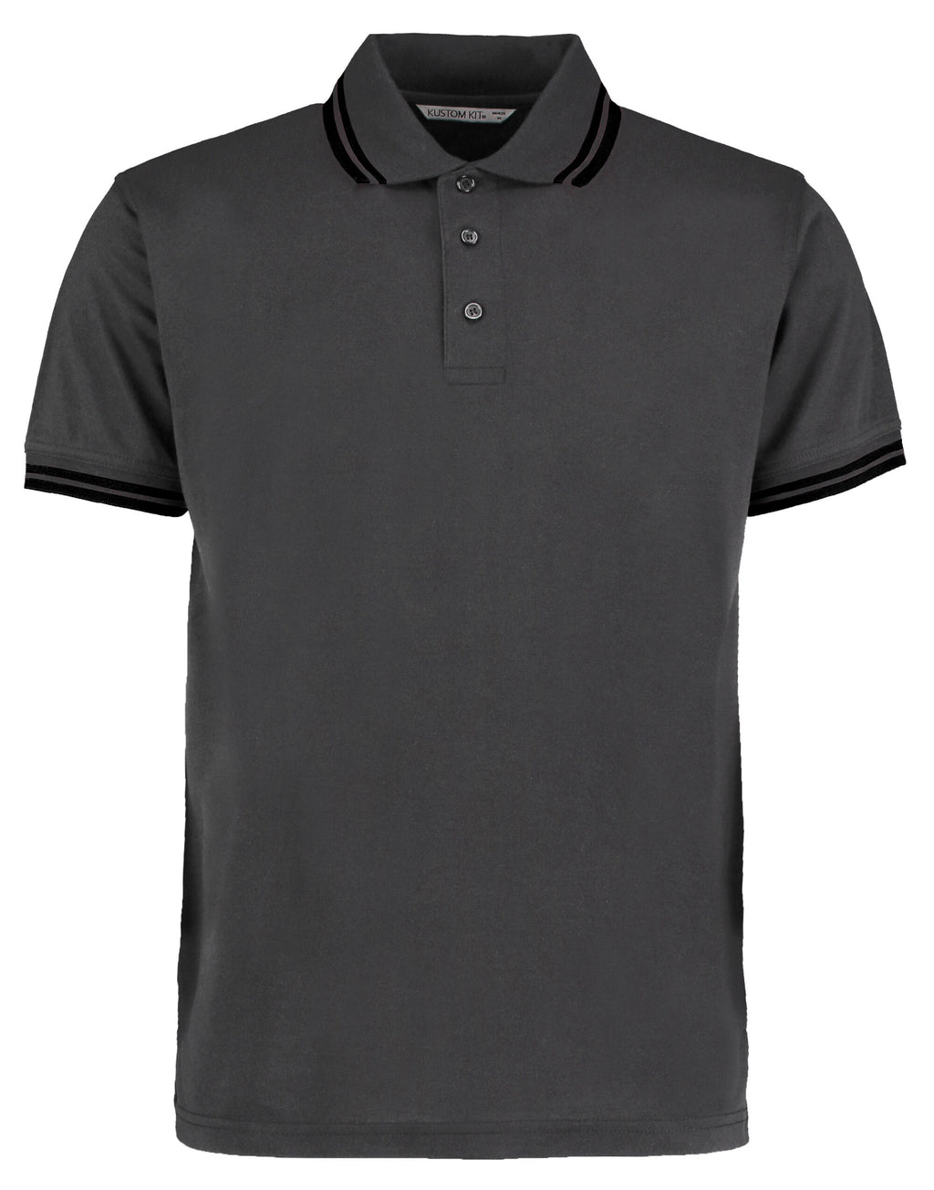 KK409 Kustom Kit Mens Tipped Collar Polo - Charcoal/Black - KK409