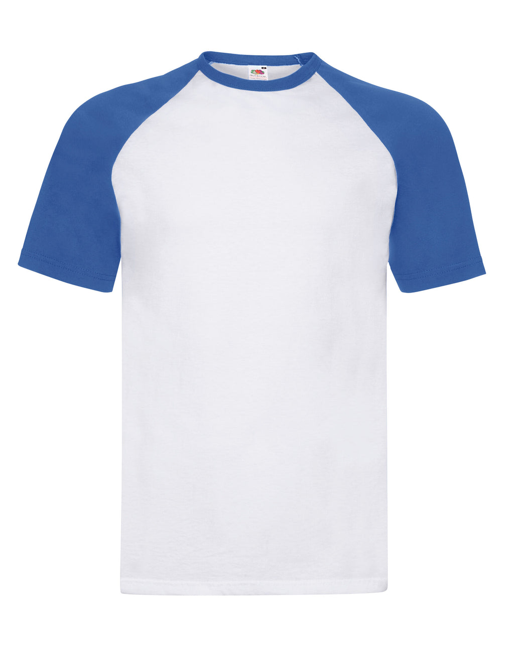 61026 FOTL Mens Valueweight SS Baseball T - White/Royal Blue - 61026