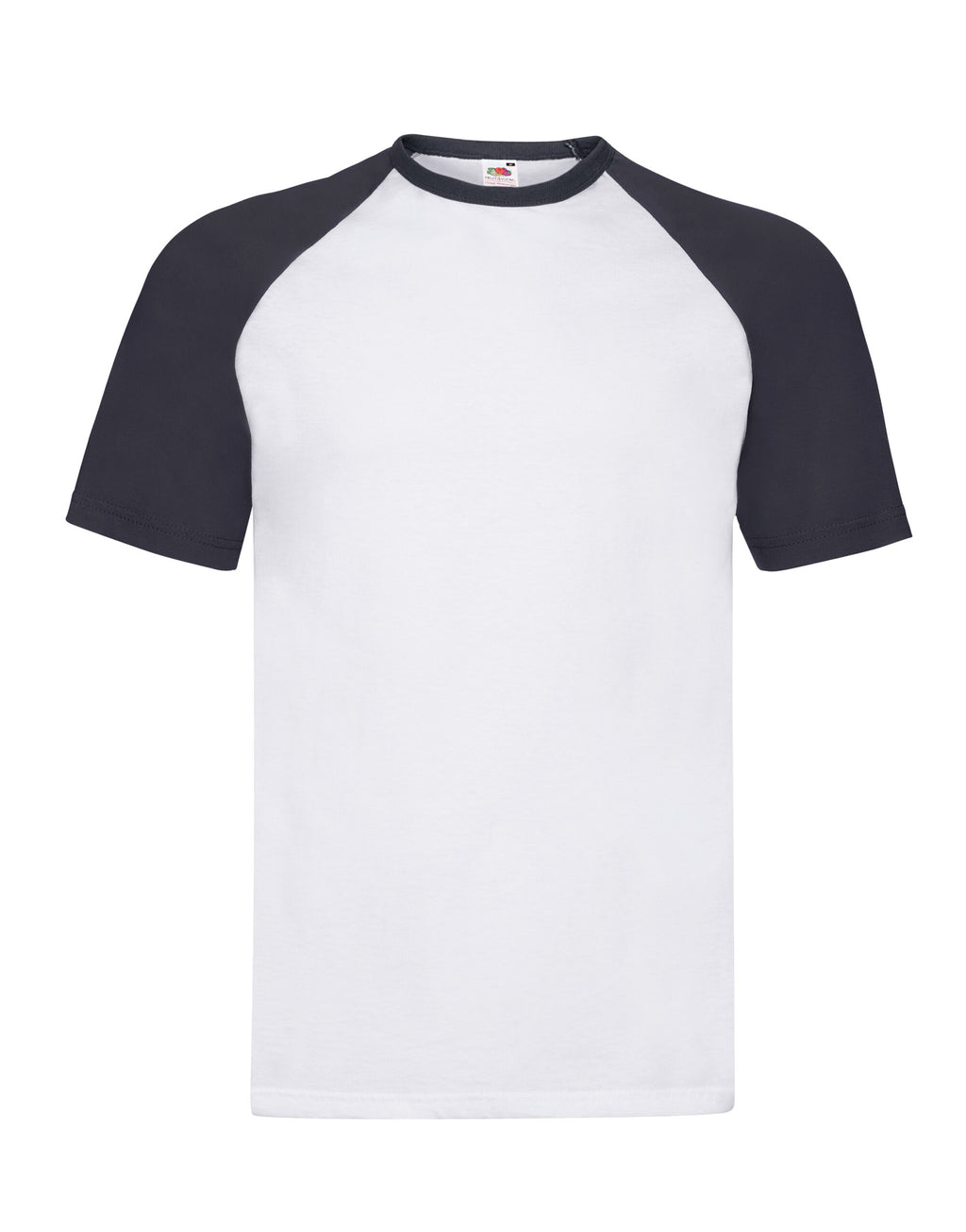 61026 FOTL Mens Valueweight SS Baseball T - White/Deep Navy - 61026