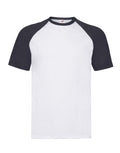 61026 FOTL Mens Valueweight SS Baseball T - White/Deep Navy - 61026