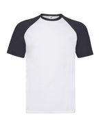 61026 FOTL Mens Valueweight SS Baseball T - White/Deep Navy - 61026