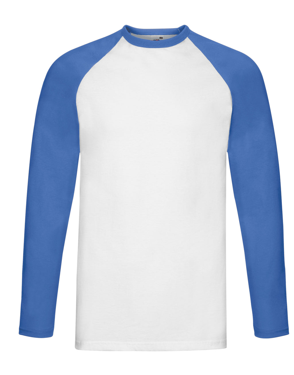 61028 FOTL Mens Valueweight LS Baseball T - White/Royal Blue - 61028