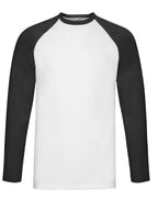 61028 FOTL Mens Valueweight LS Baseball T - White/Black - 61028