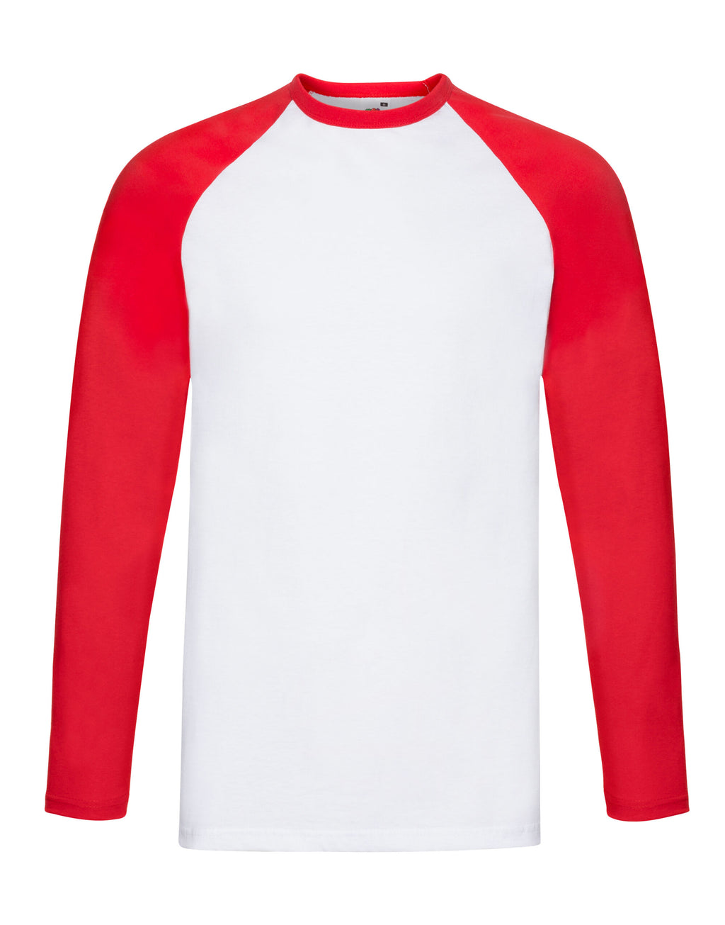 61028 FOTL Mens Valueweight LS Baseball T - White/Red - 61028