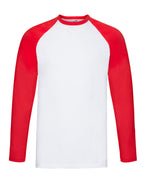 61028 FOTL Mens Valueweight LS Baseball T - White/Red - 61028