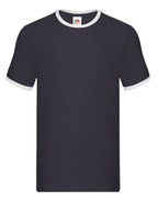 61168 FOTL Mens Valueweight Ringer T - Navy/White - 61168