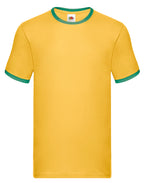 61168 FOTL Mens Valueweight Ringer T - Sunflower/Kelly Green - 61168
