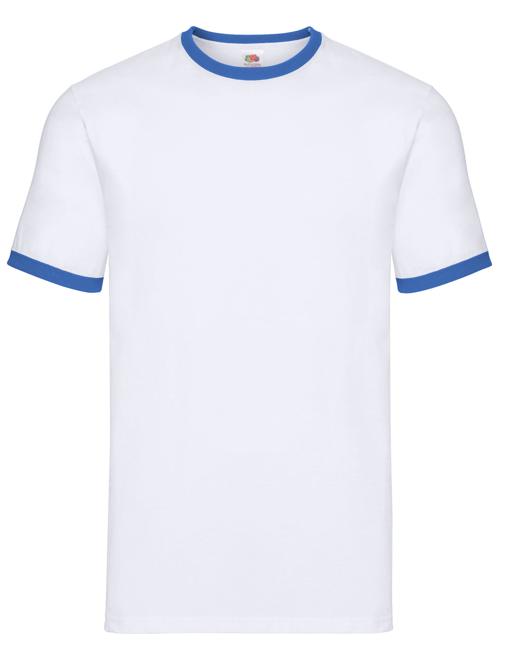 61168 FOTL Mens Valueweight Ringer T - White/Royal Blue - 61168