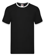 61168 FOTL Mens Valueweight Ringer T - Black/White - 61168