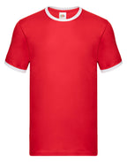 61168 FOTL Mens Valueweight Ringer T - Red/White - 61168