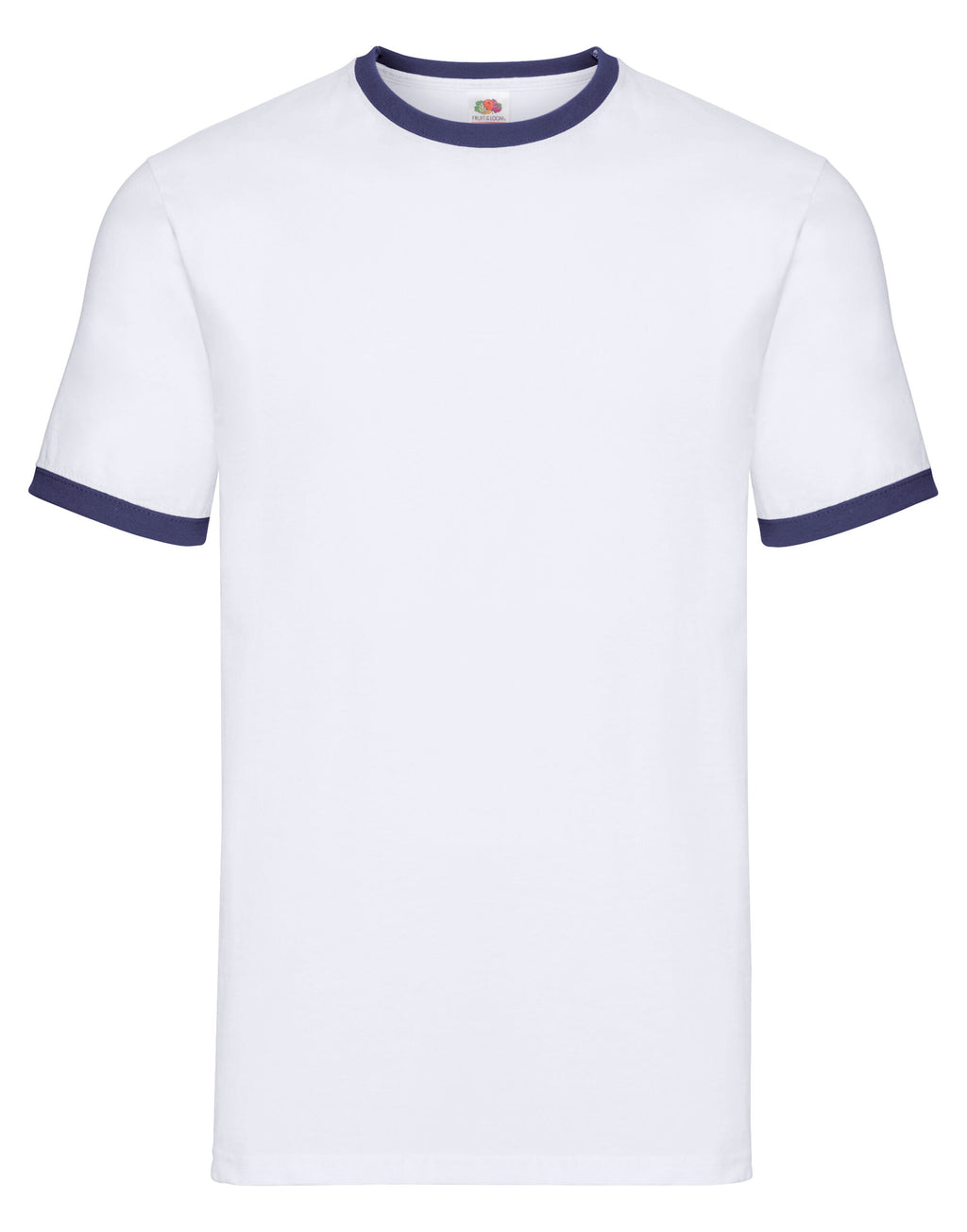 61168 FOTL Mens Valueweight Ringer T - White/Navy - 61168