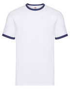 61168 FOTL Mens Valueweight Ringer T - White/Navy - 61168