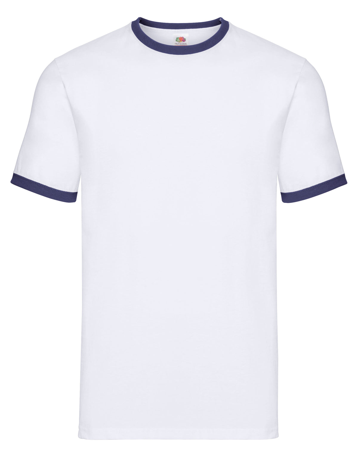 61168 FOTL Mens Valueweight Ringer T - White/Navy - 61168