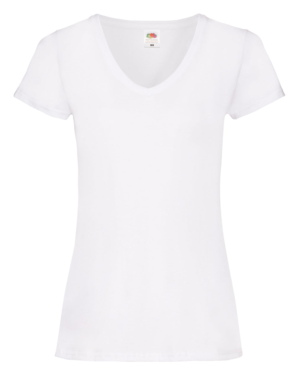 61398 FOTL Ladies Valueweight V Neck T - White - 61398