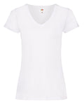 61398 FOTL Ladies Valueweight V Neck T - White - 61398