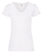 61398 FOTL Ladies Valueweight V Neck T - White - 61398