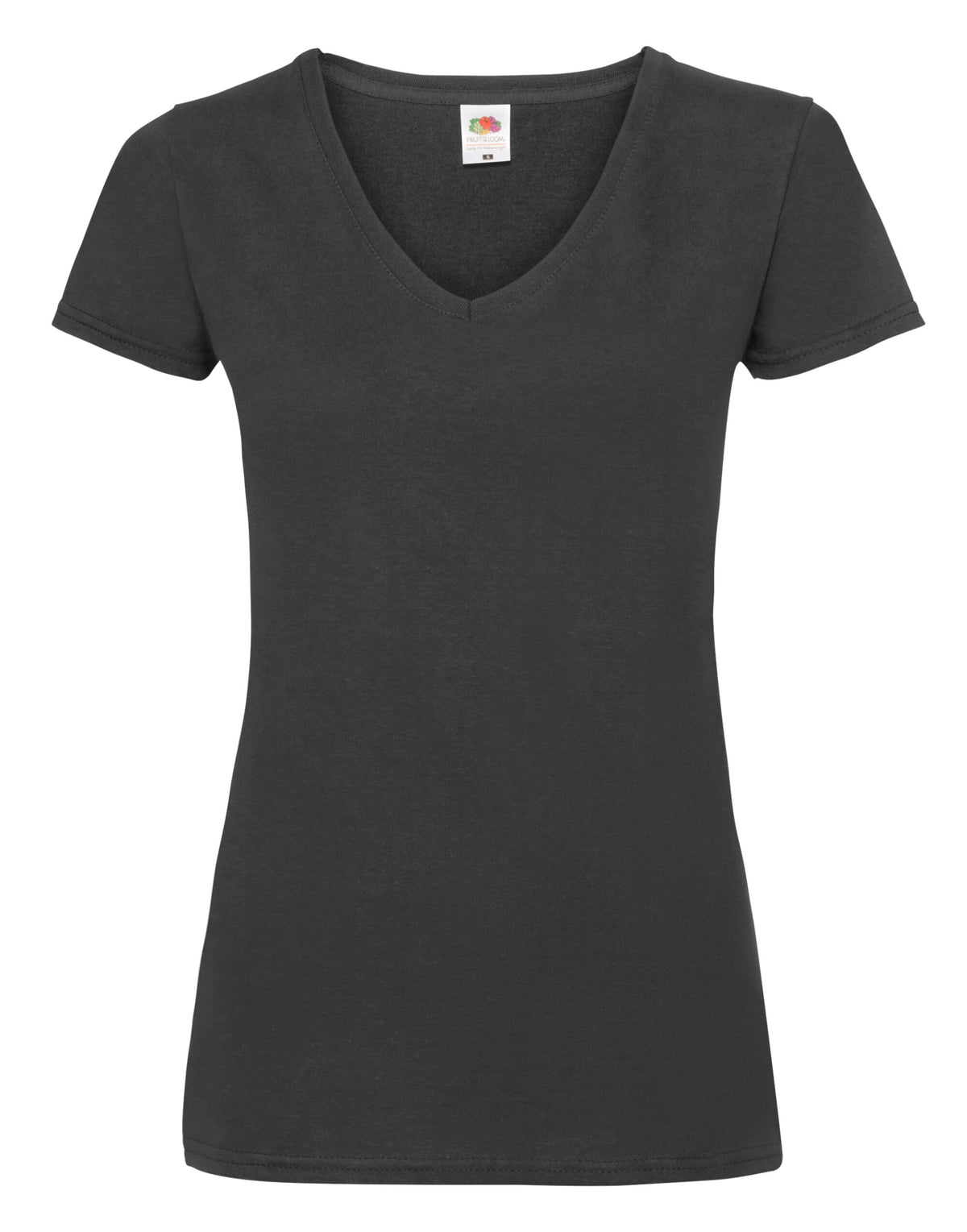 61398 FOTL Ladies Valueweight V Neck T - Black - 61398