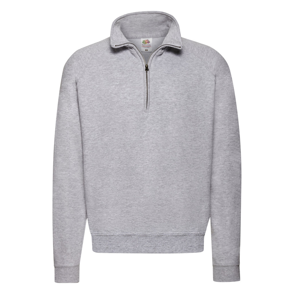 62114 FOTL Mens Classic Zip Neck Sweat - Heather Grey - 62114