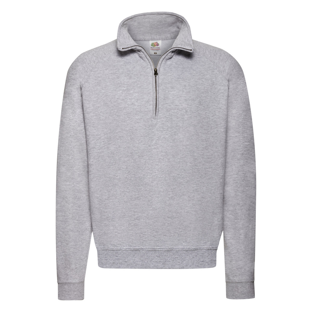 62114 FOTL Mens Classic Zip Neck Sweat - Heather Grey - 62114
