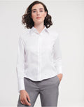 956F Russell Collection Lady LS NonIron Shirt - White - 956F