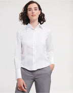 956F Russell Collection Lady LS NonIron Shirt - White - 956F