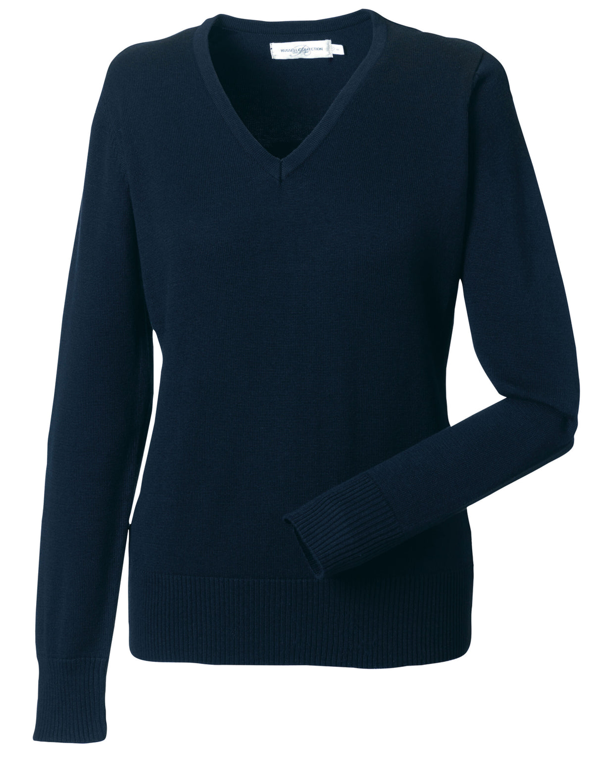 710F Russell Collection Ladies VNeck Pullover - French Navy - 710F
