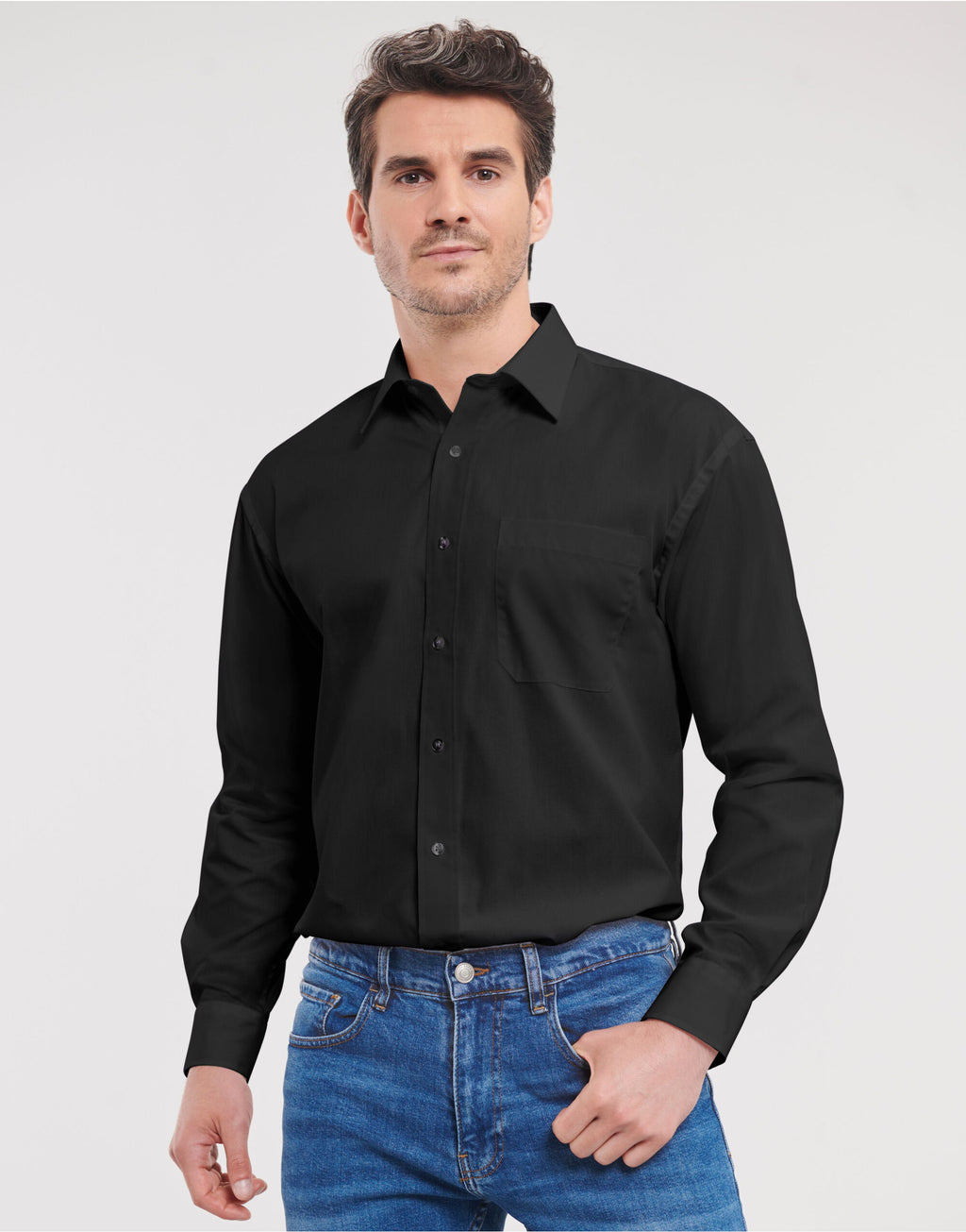 936M Russell Collection Mens LS PureCot Shirt