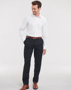 962M Russell Collection Mens LS H'Bone Shirt
