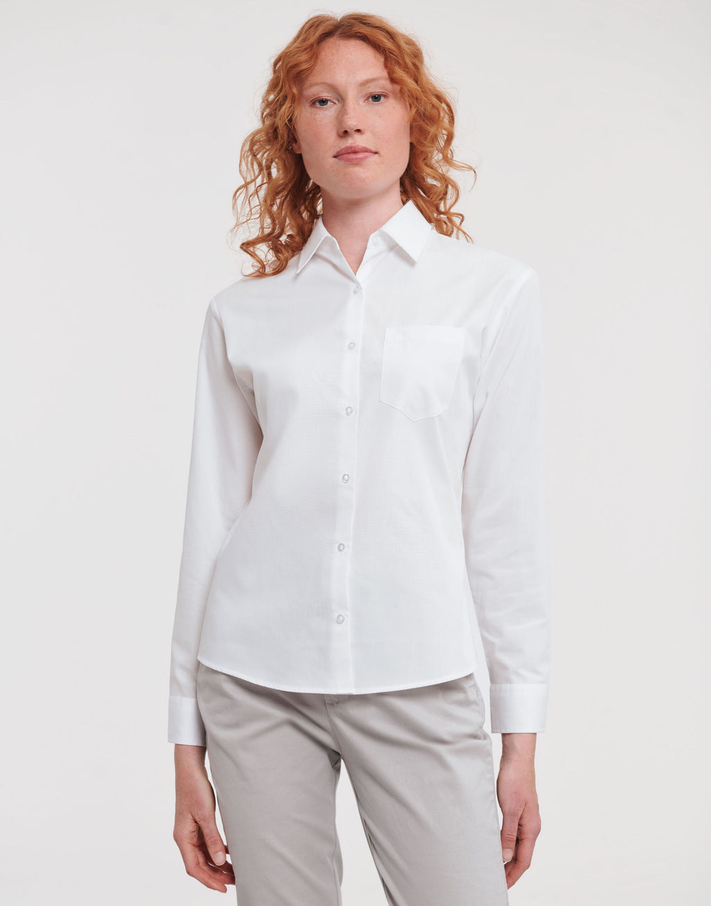 936F Russell Collection Lady LS PureCot Shirt