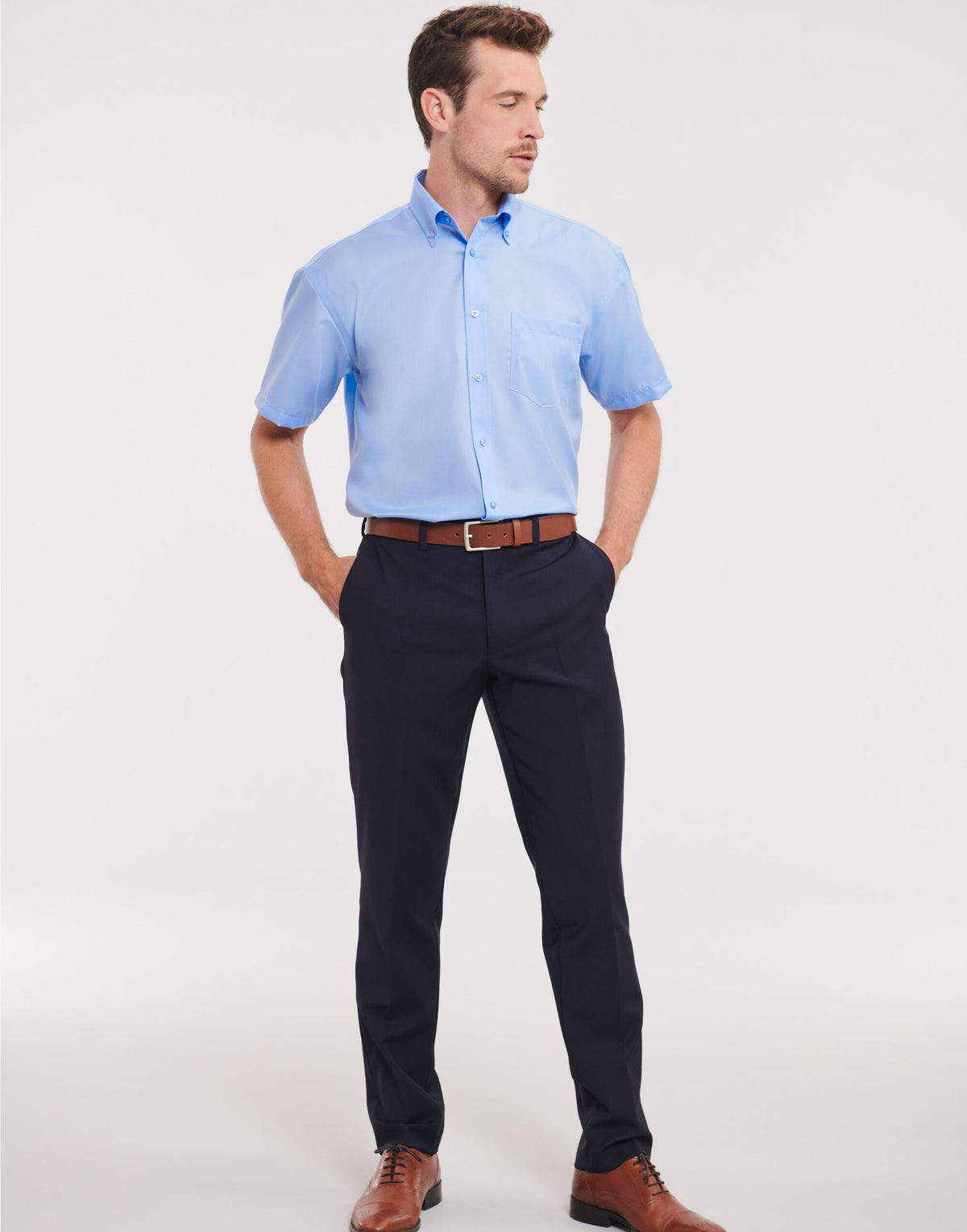 957M Russell Collection Mens SS NonIron Shirt