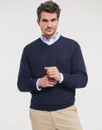 710M Russell Collection Mens VNeck Pullover - French Navy - 710M