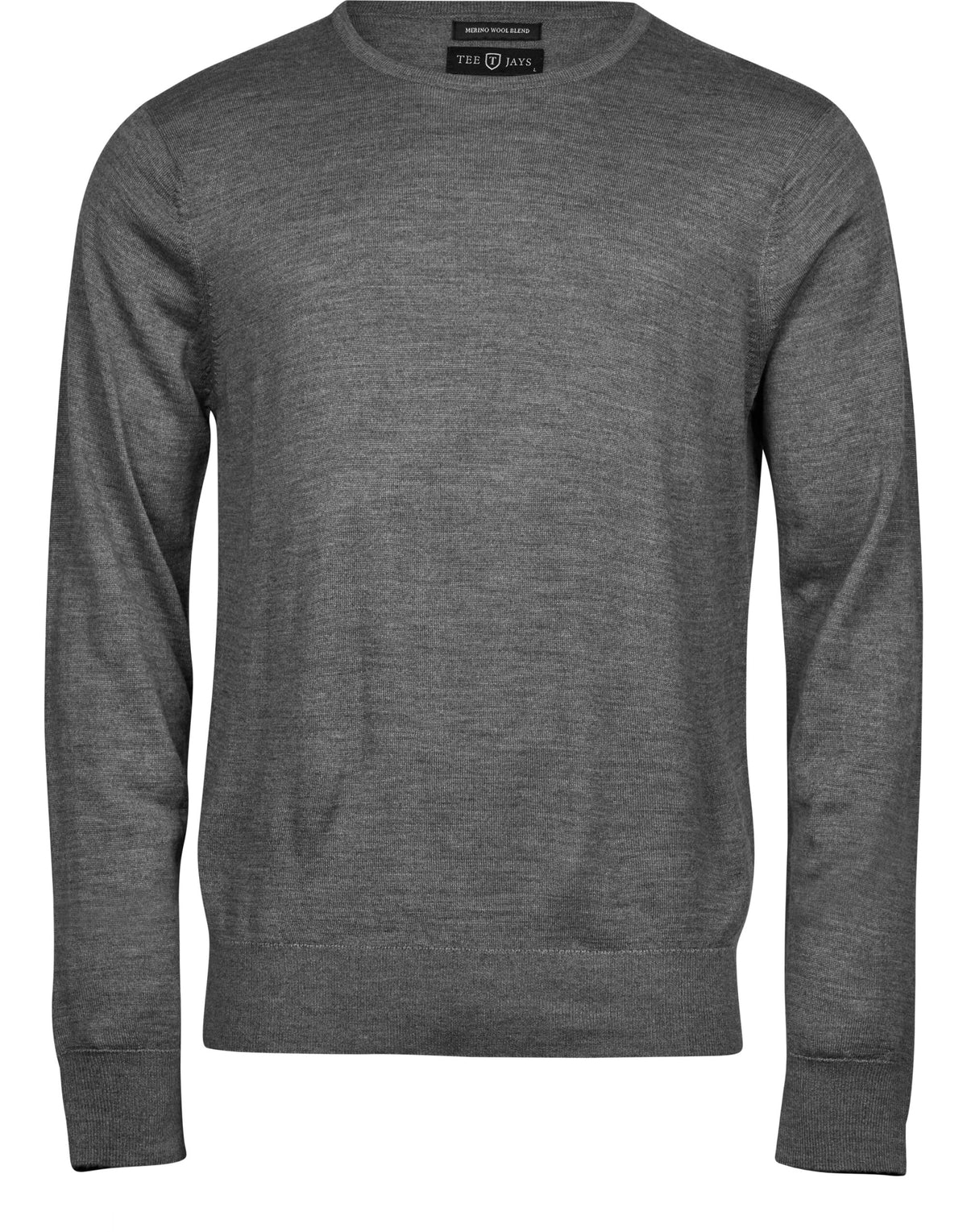 TJ6000 Tee Jays Mens Crew Neck Knitted Sweater - Grey Melange - TJ6000