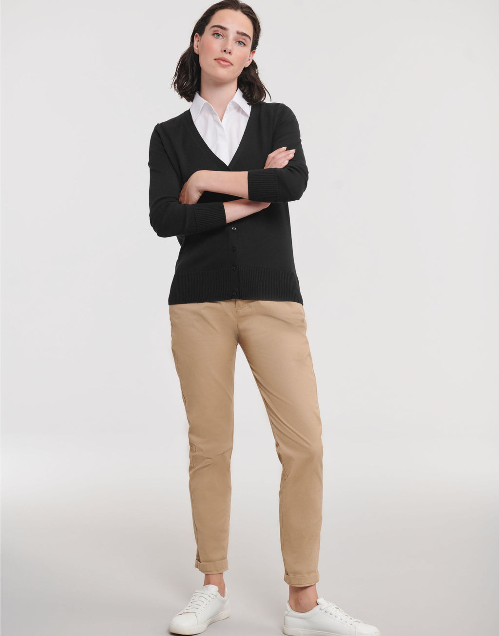 715F Russell Collection Ladies VNeck Cardigan
