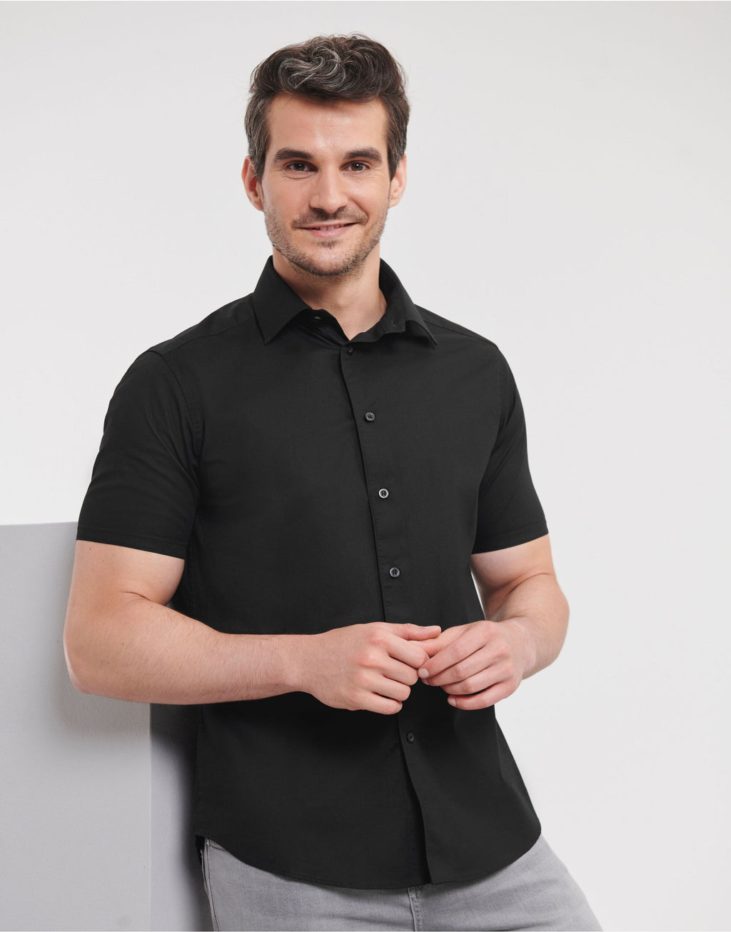 947M Russell Collection Mens SS Stretch Shirt