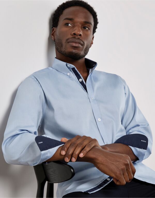 Kustom Kit Mens LS Contrast BDC Shirt