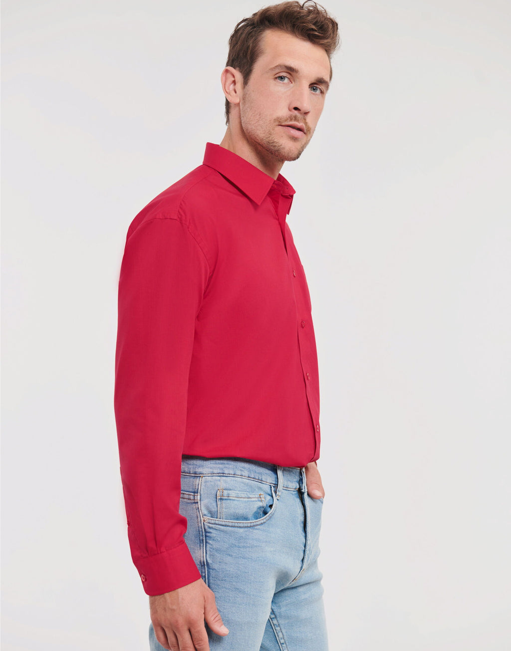 Russell Collection Men LS Classic Poplin