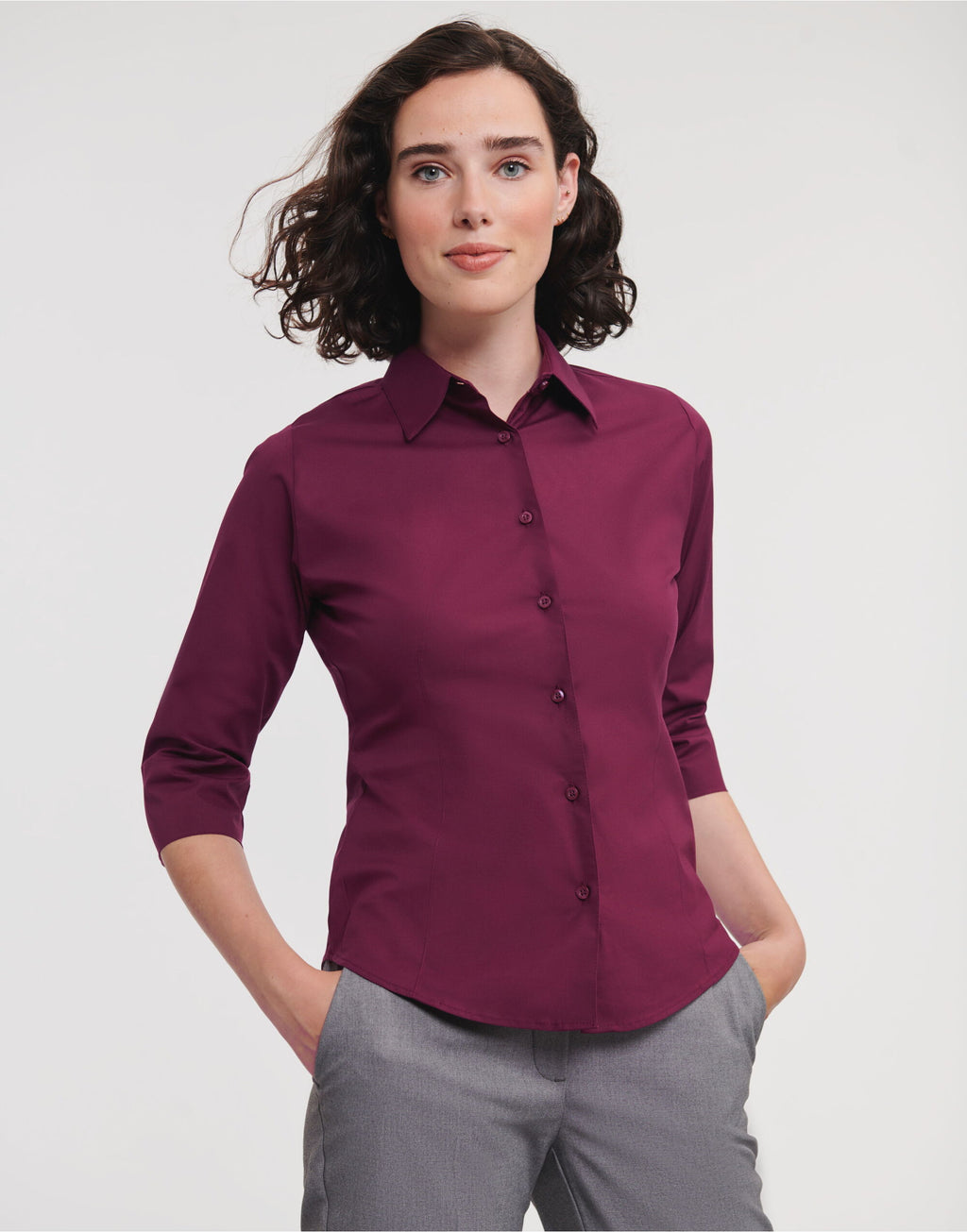 946F Russell Collection Lady 3/4 Stretch Shrt
