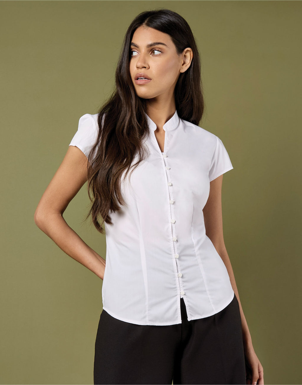 KK727 Kustom Kit Ladies Mandarin Collar Blouse