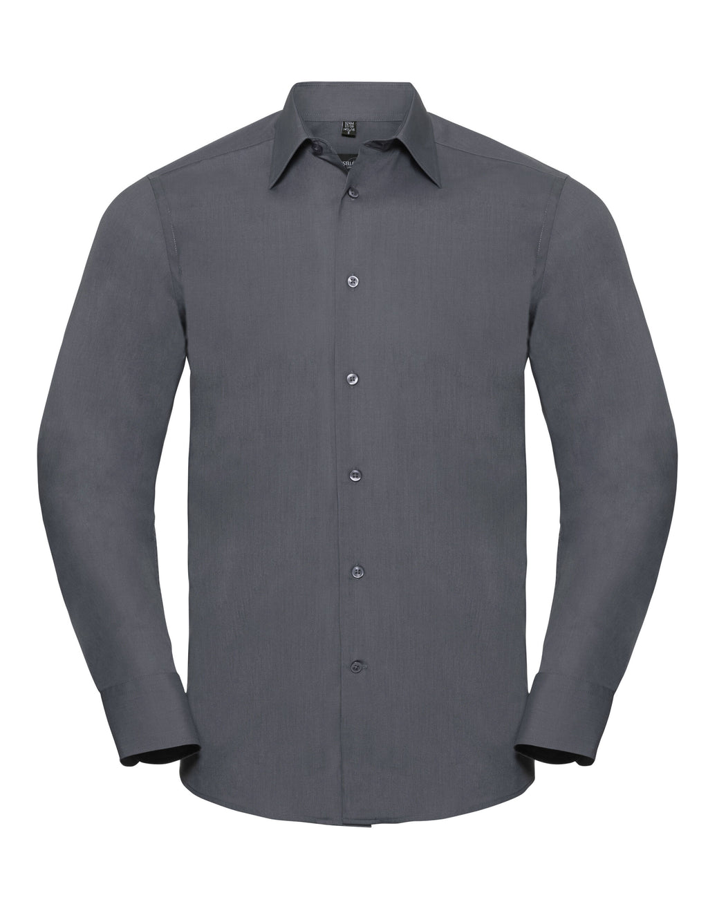 924M Russell Collection Mens LS Tailor Poplin - Convoy Grey - 924M