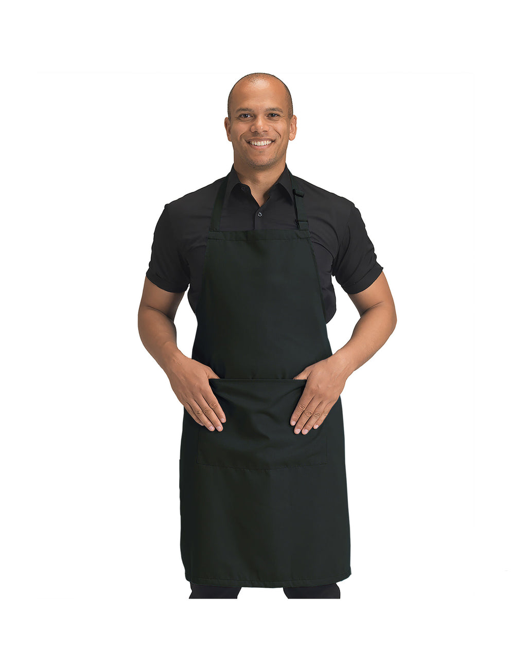 DP210 Dennys Recycled Bib Apron With Pocket - Black - DP210