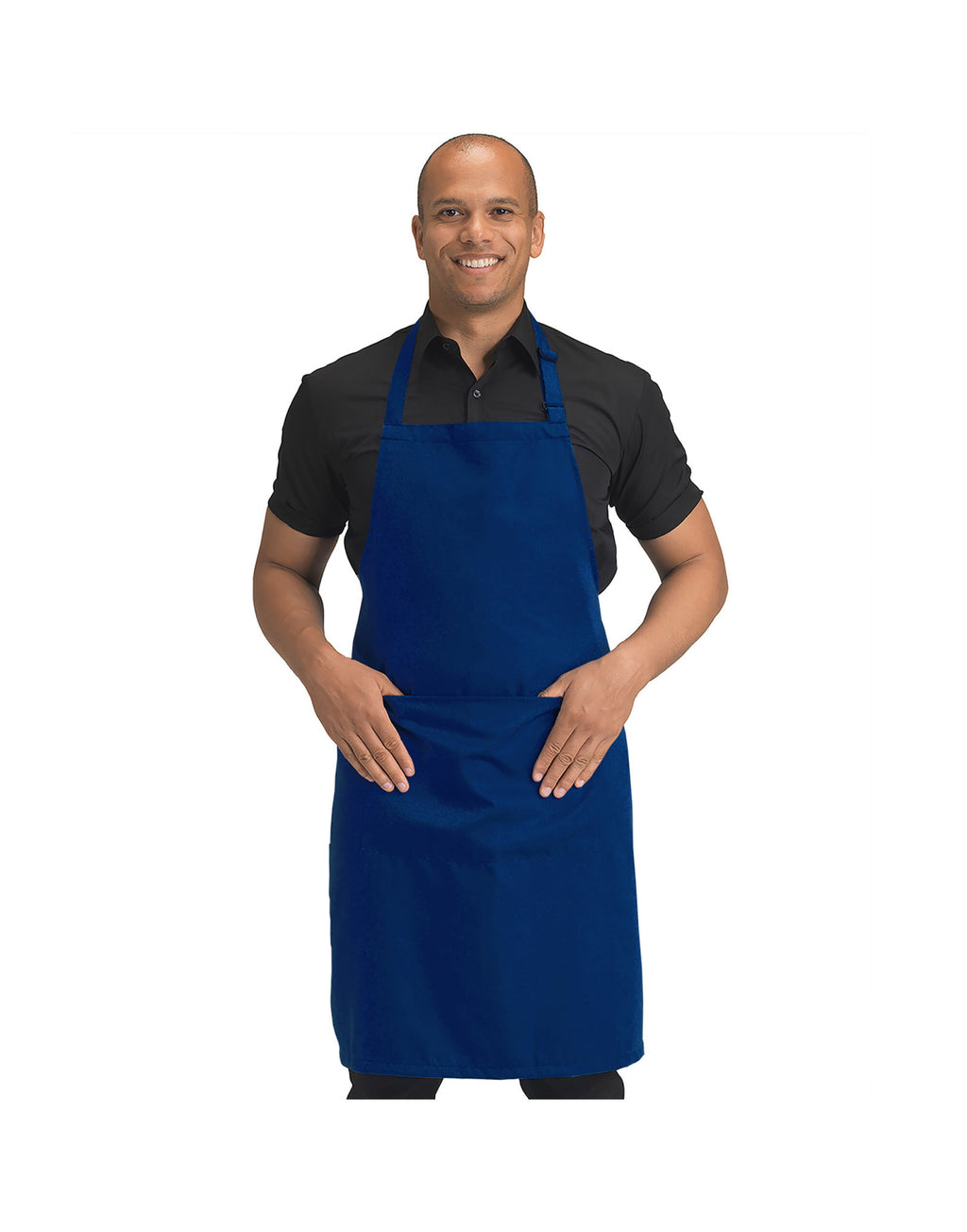 DP210 Dennys Recycled Bib Apron With Pocket - Royal Blue - DP210