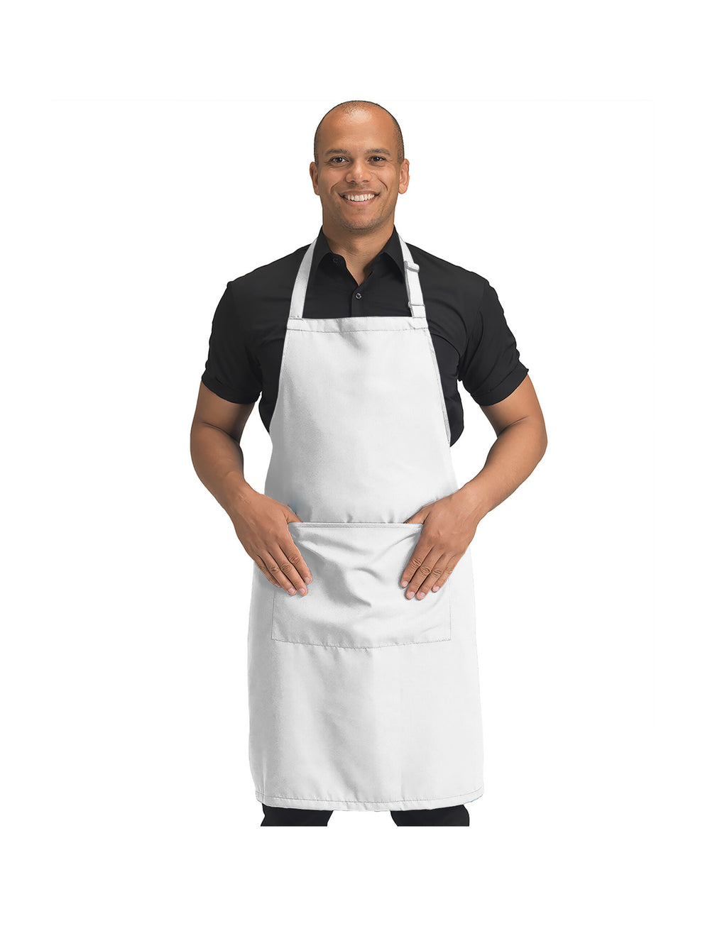 DP210 Dennys Recycled Bib Apron With Pocket - White - DP210